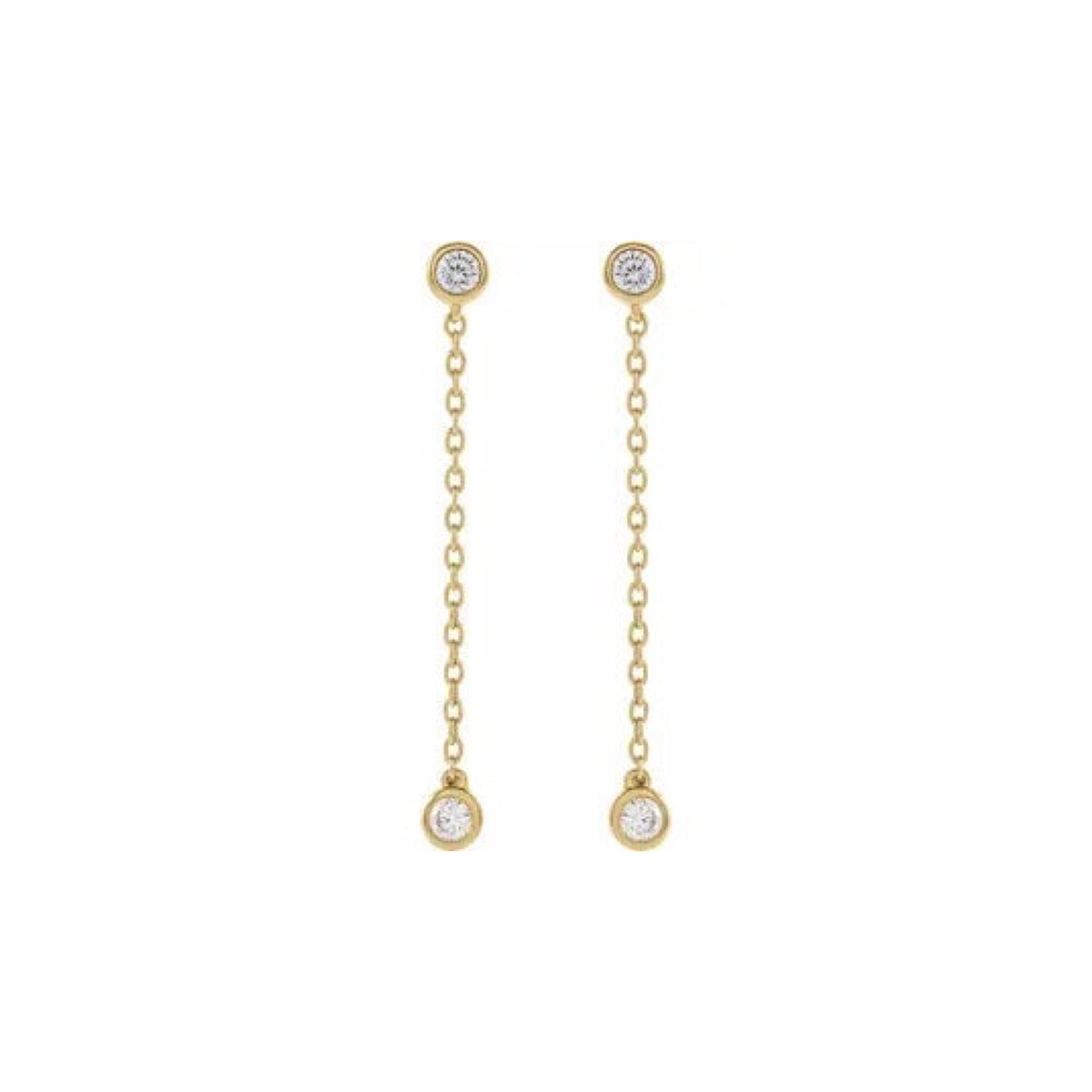 grown diamond dangling chain stud earrings