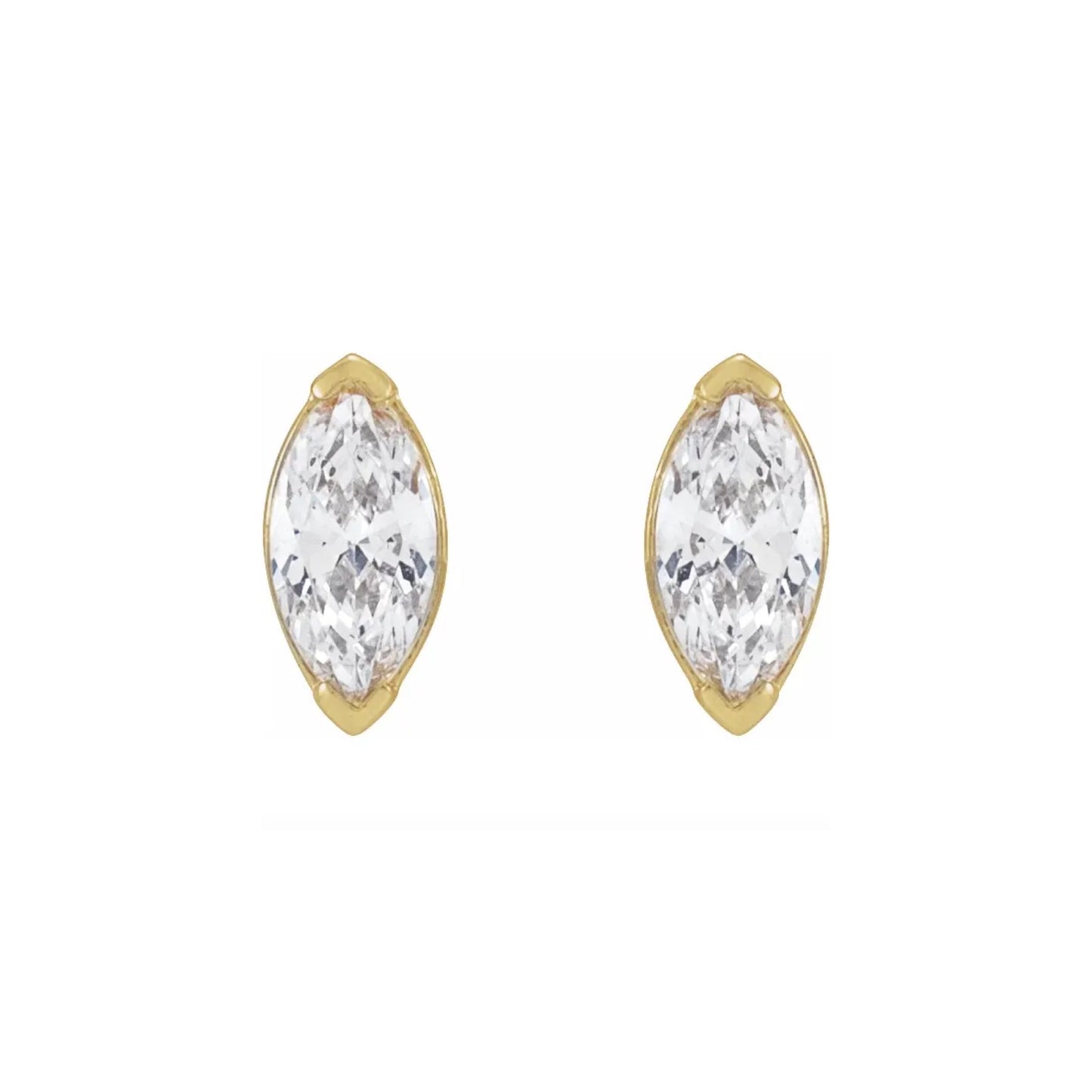 marquise v-prong stud earrings - grown diamond