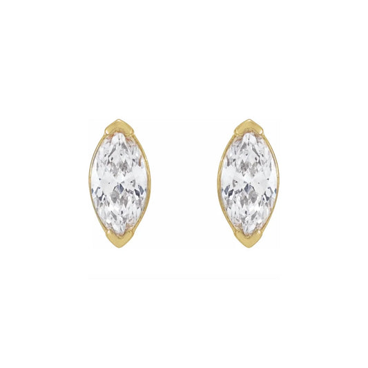 marquise v-prong stud earrings - grown diamond