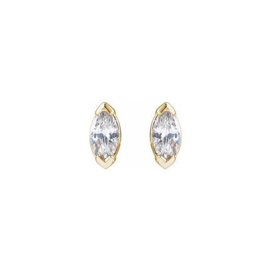 marquise prong stud earrings - grown diamond