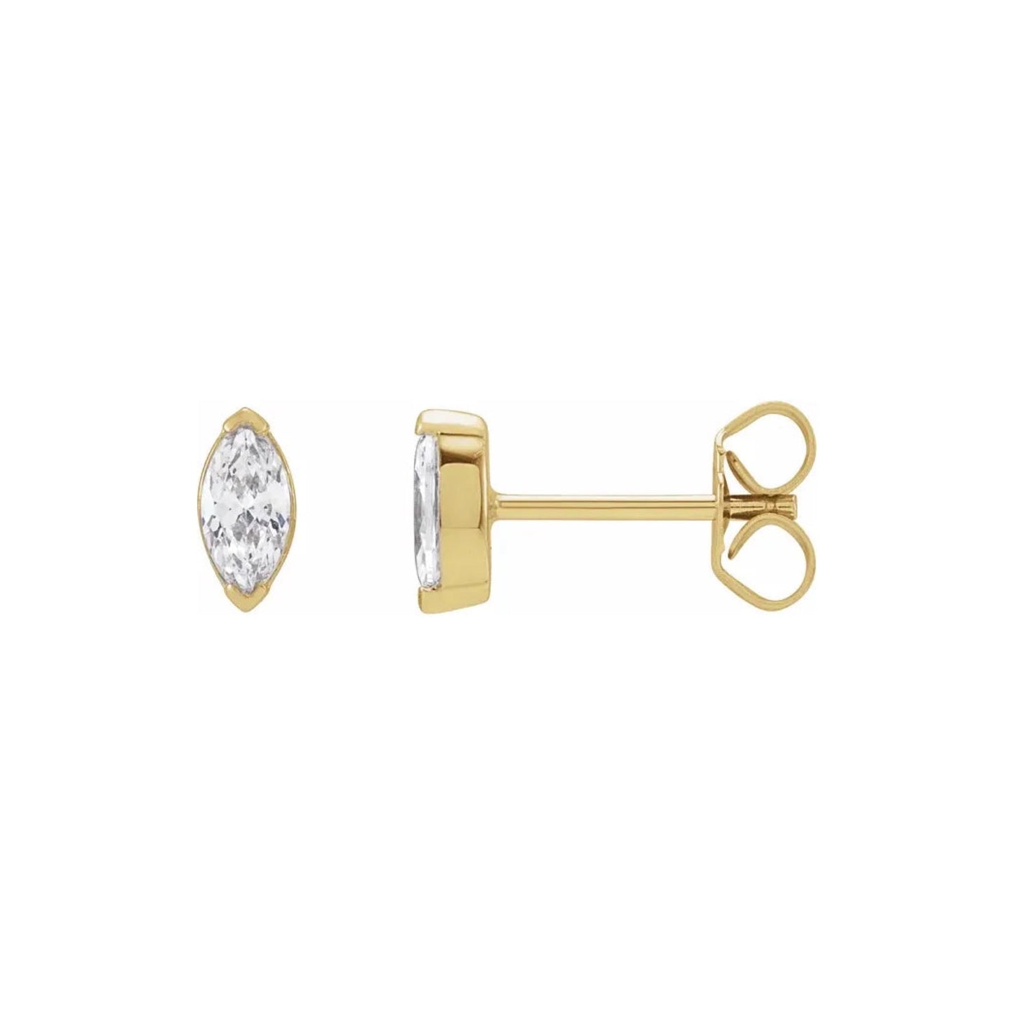 marquise v-prong stud earrings - grown diamond