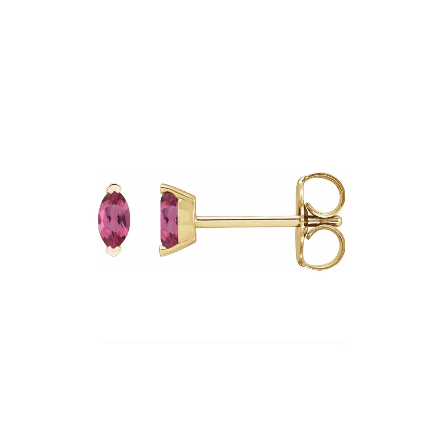 pink tourmaline marquise stud earrings