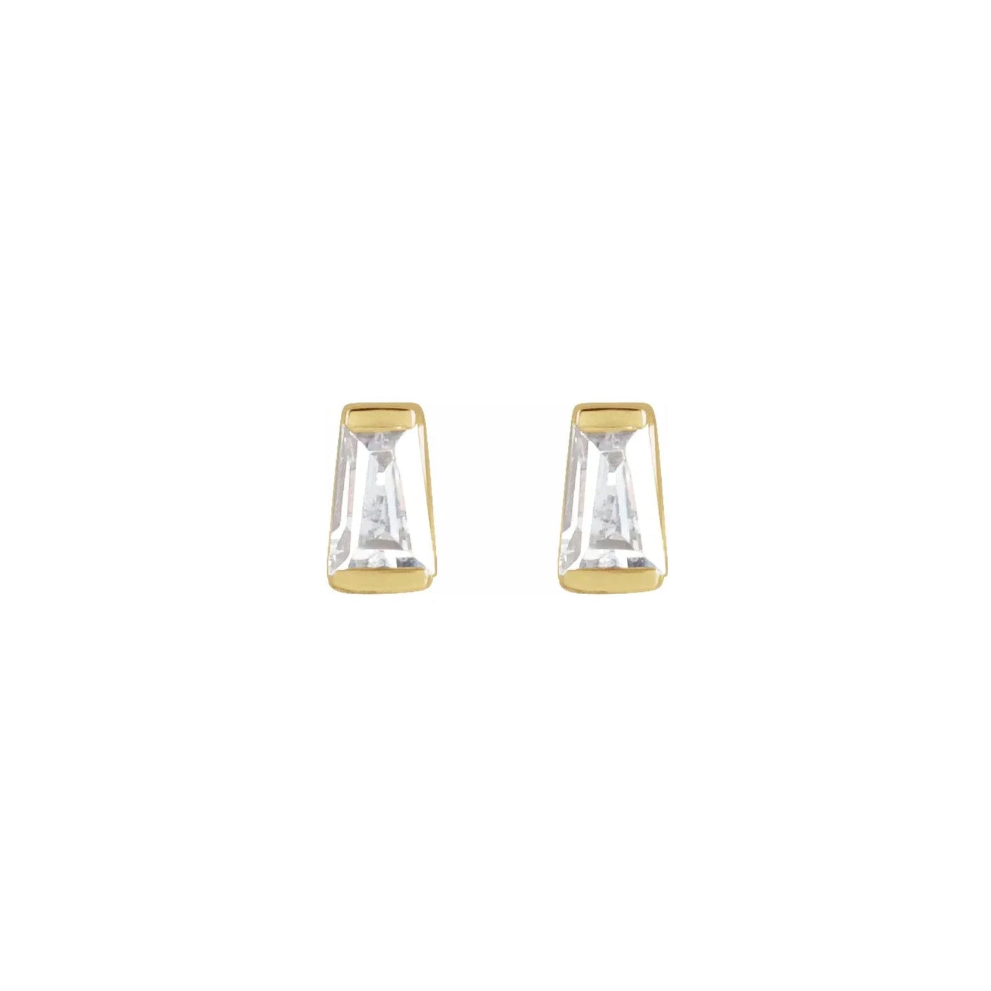 tapered baguette stud earrings - natural diamond