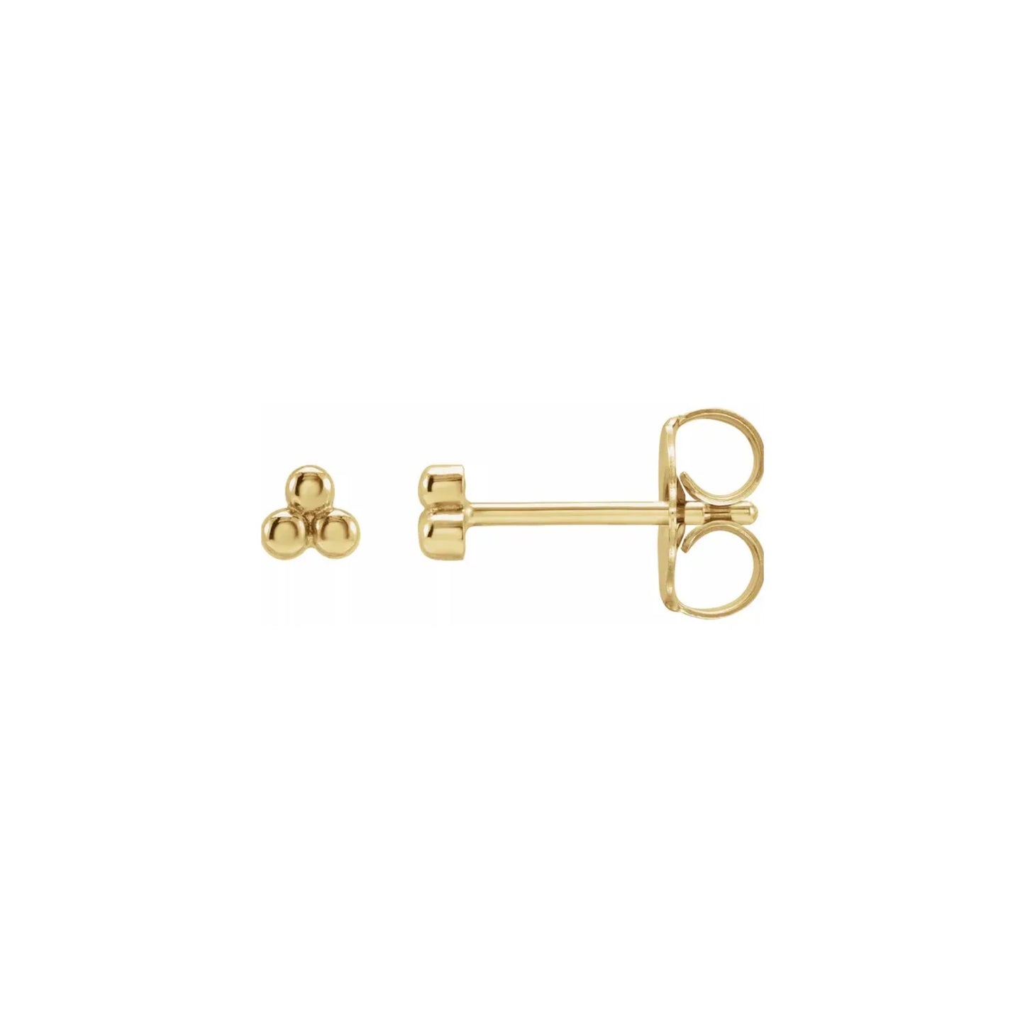 triple gold dot stud earrings