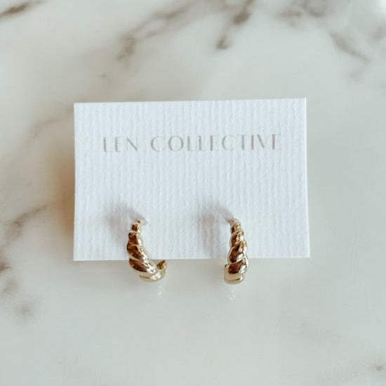 gold shell post hoop earrings