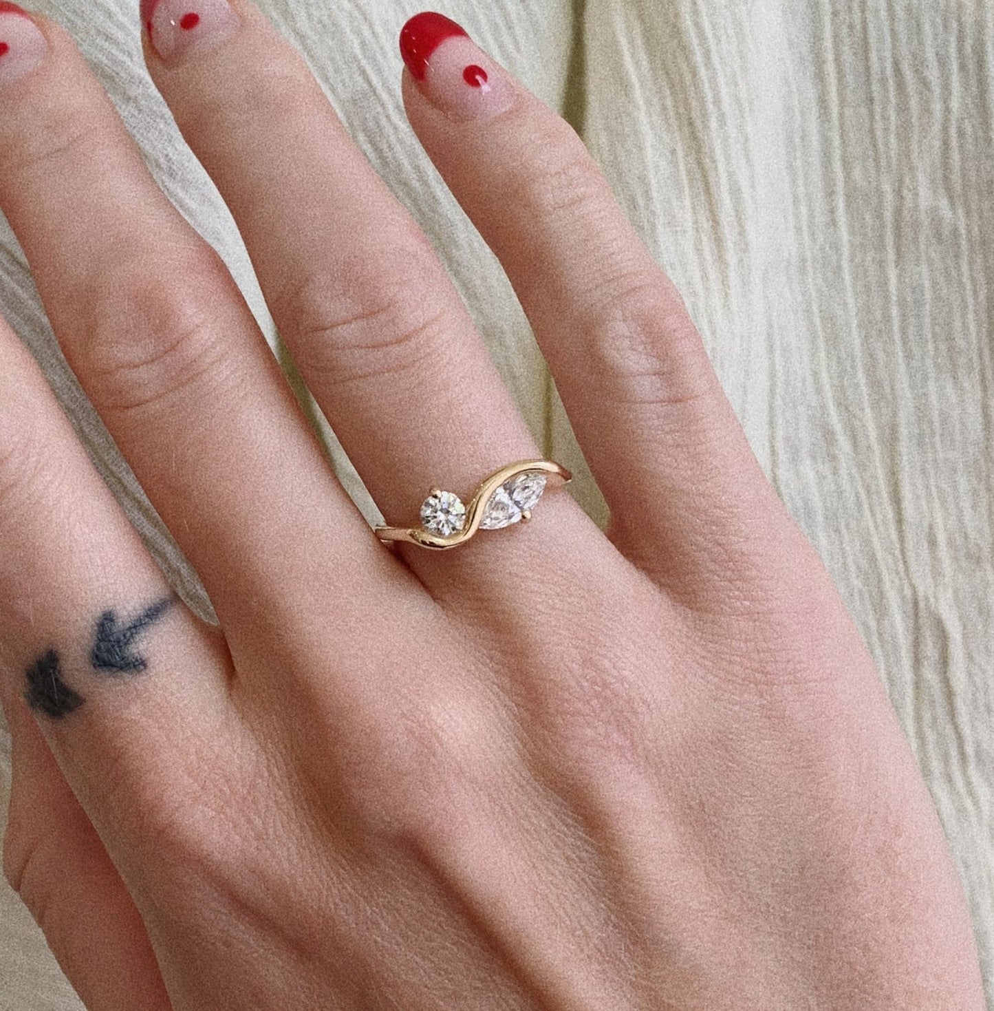 duo ring - grown diamond - made to order