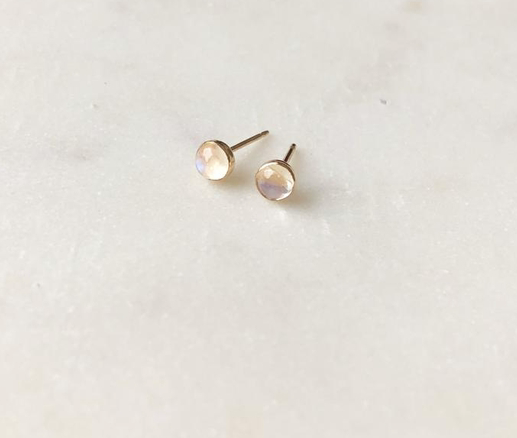 rainbow moonstone stud earrings