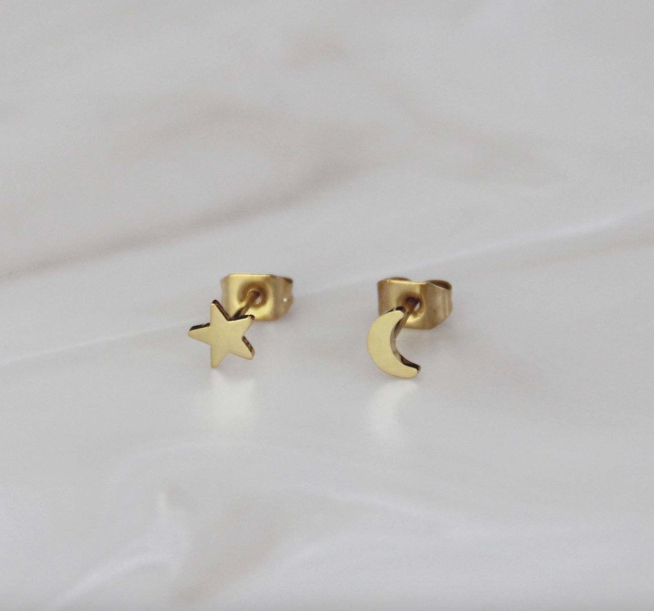 star and moon stud earrings