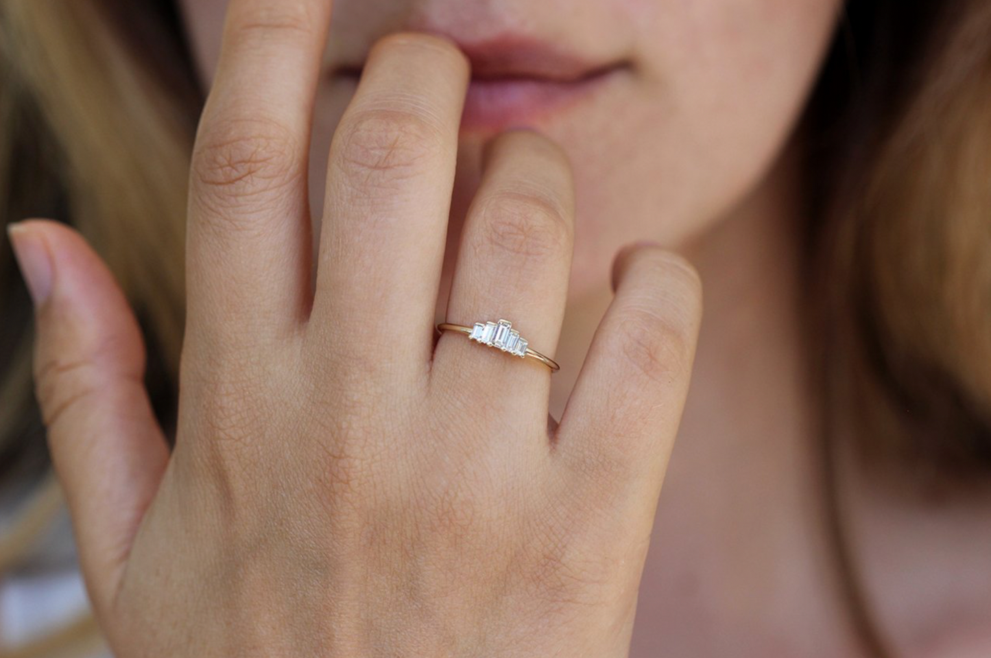 five baguette diamond ring - 0.25 carat