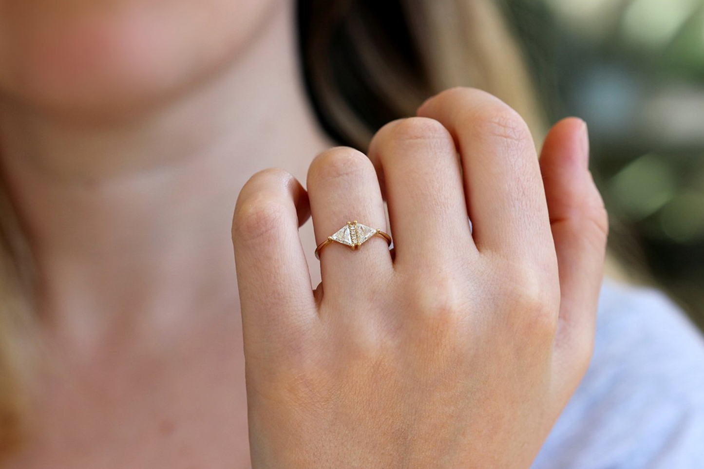 vintage diamond triangle ring