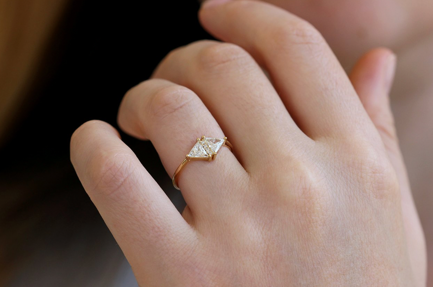 vintage diamond triangle ring