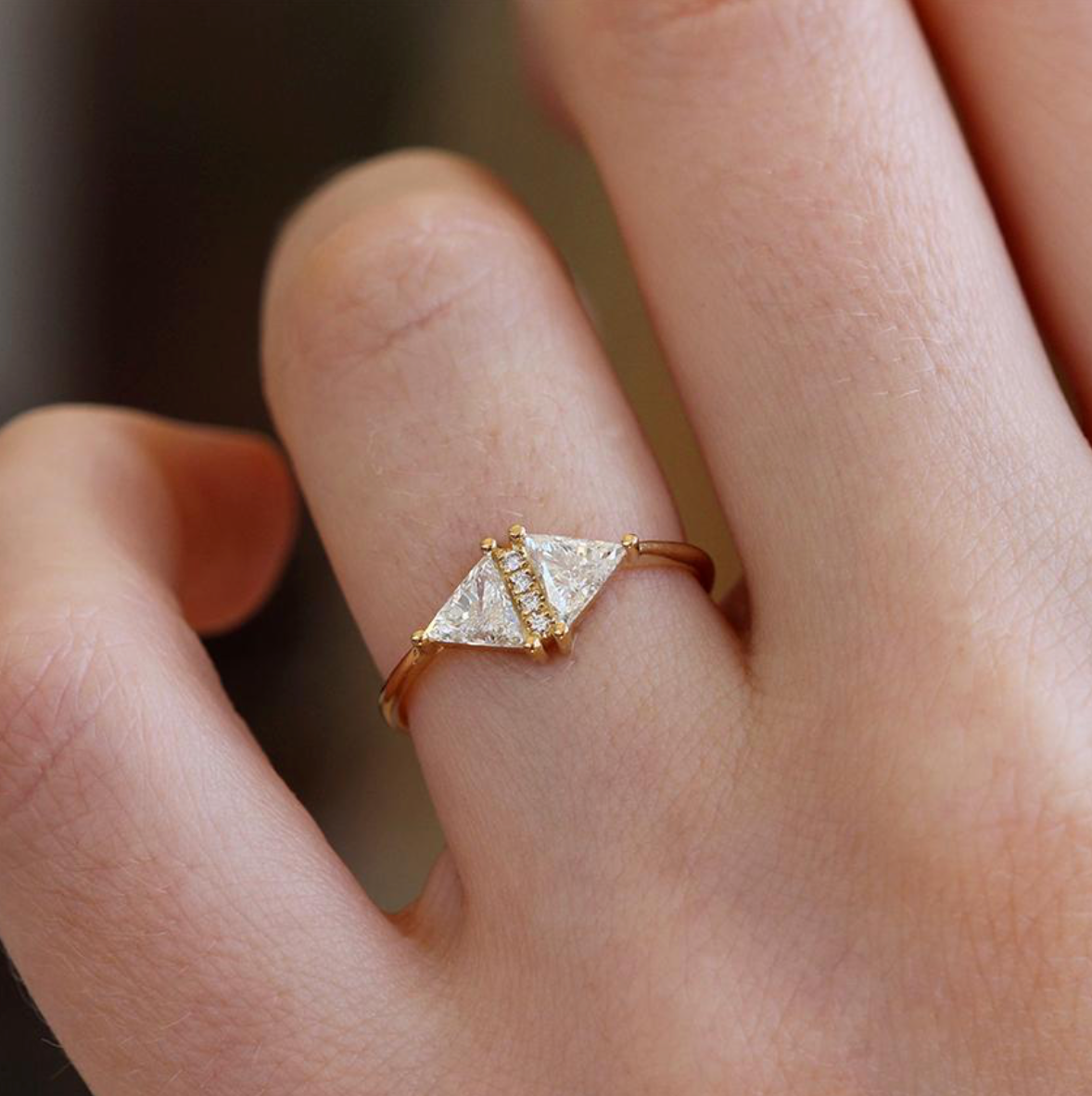 vintage diamond triangle ring