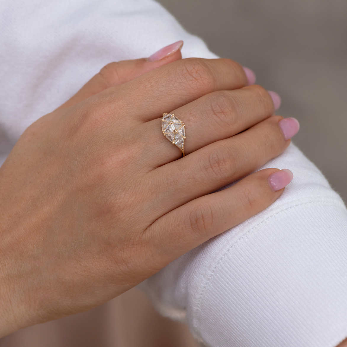 reflective dome diamond ring