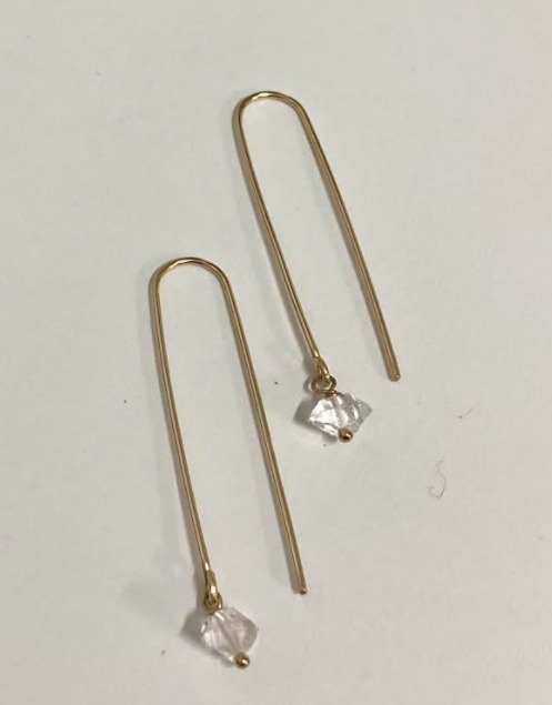 shannon len / earrings / horseshoe + dangling herkimer