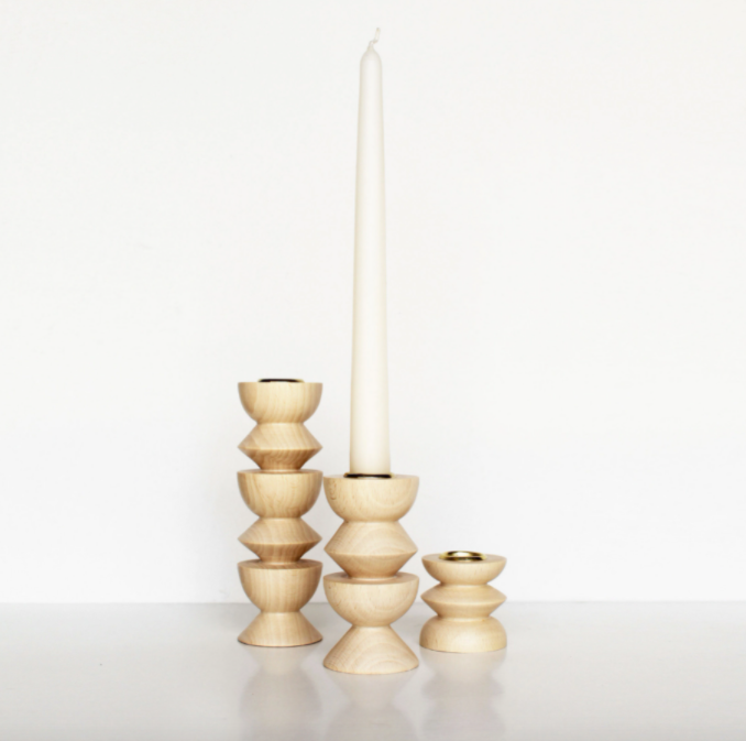 totem wood candle holder / medium