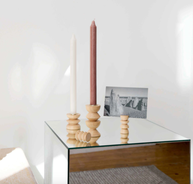 totem wood candle holder / medium