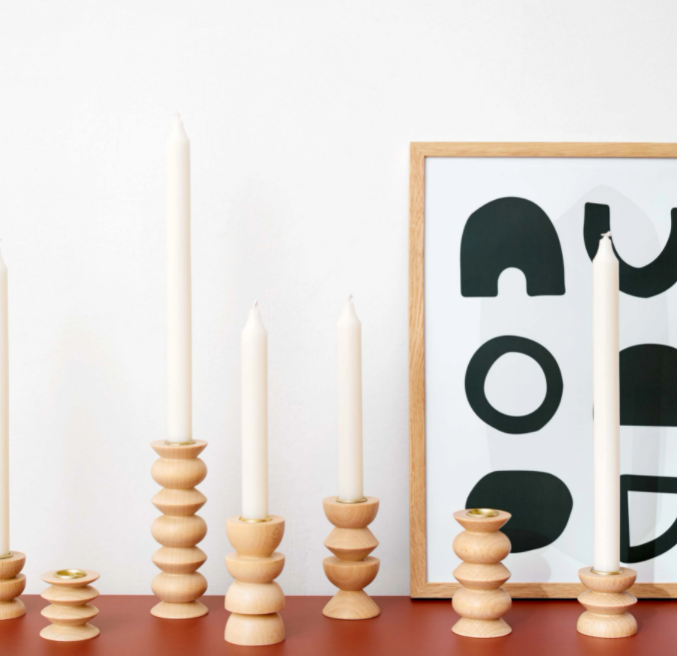 totem wood candle holder / medium