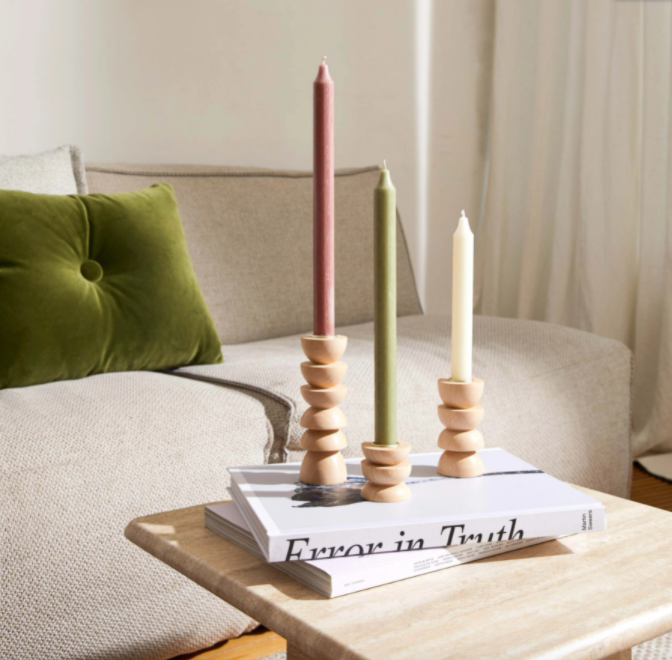 totem wood candle holder / medium