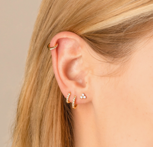small trio stud earrings - cz