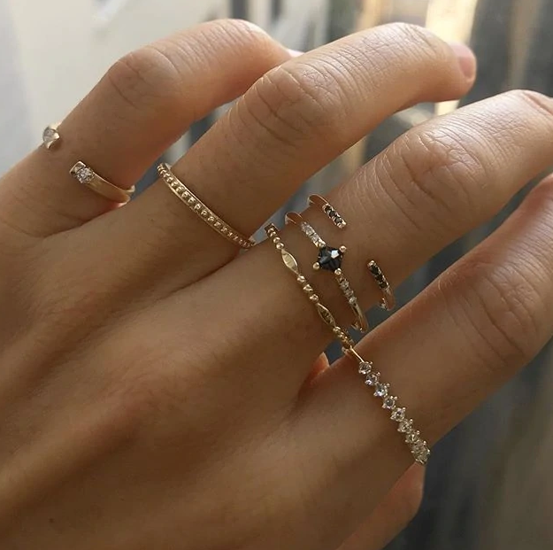 gold marquise beaded band
