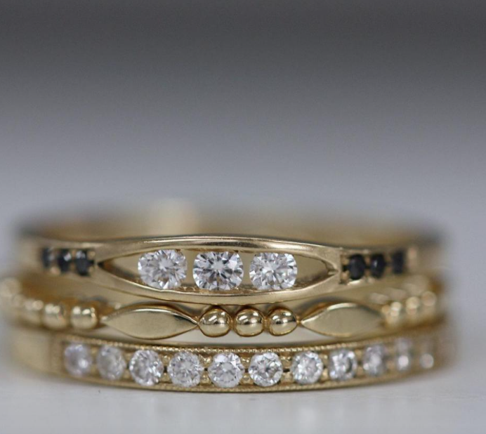 gold marquise beaded band