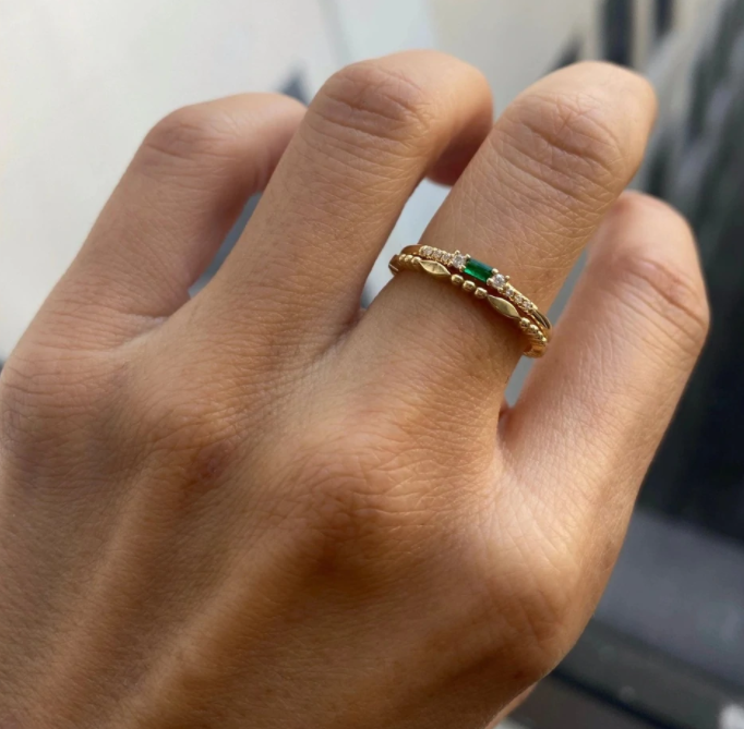gold marquise beaded band
