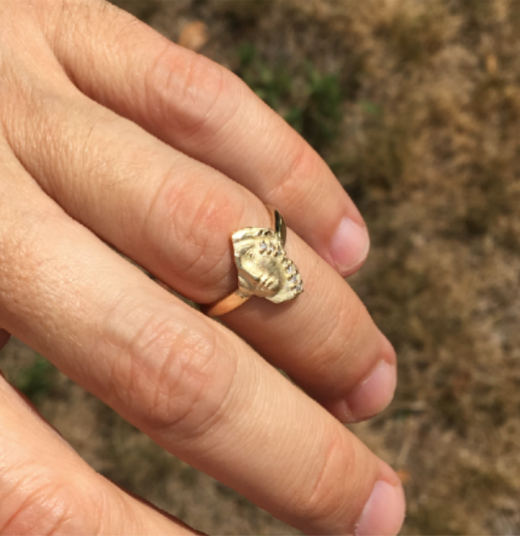fragmented face diamond curve ring