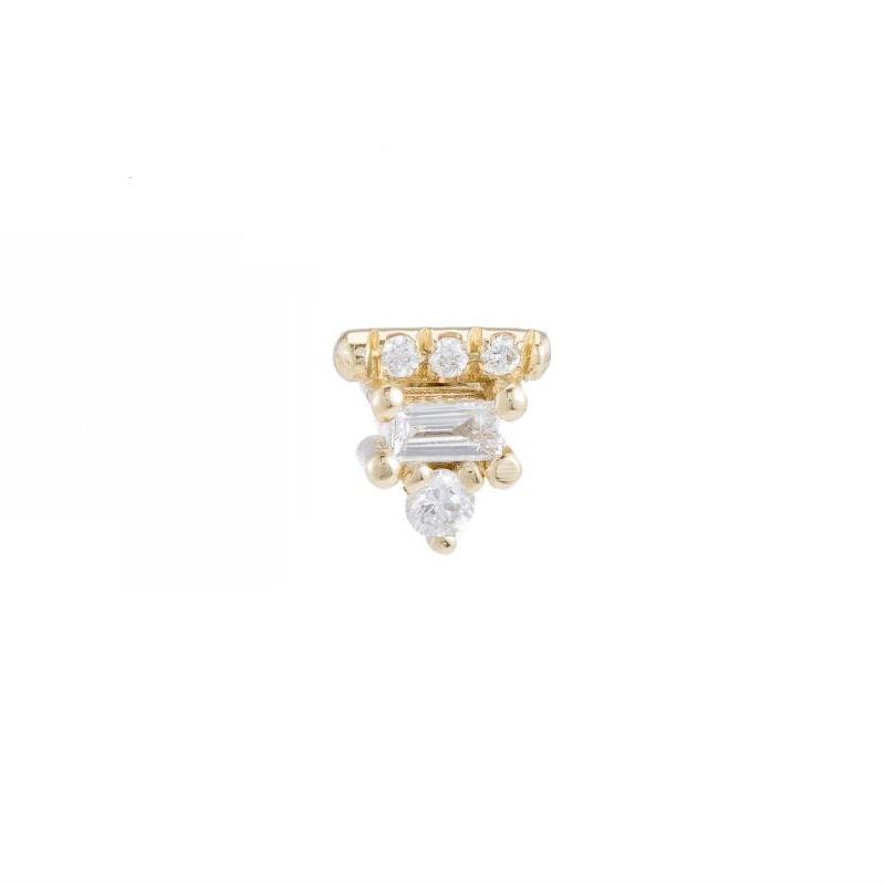 baguette bar stud earrings - natural diamond