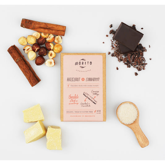 hazelnut cinnamon vegan chocolate sticks