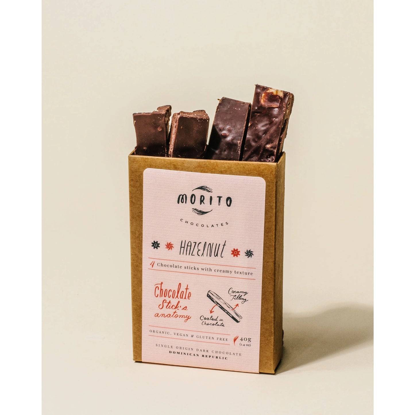 hazelnut vegan chocolate sticks