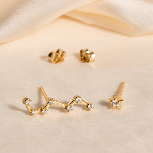 constellation climber & stud earrings