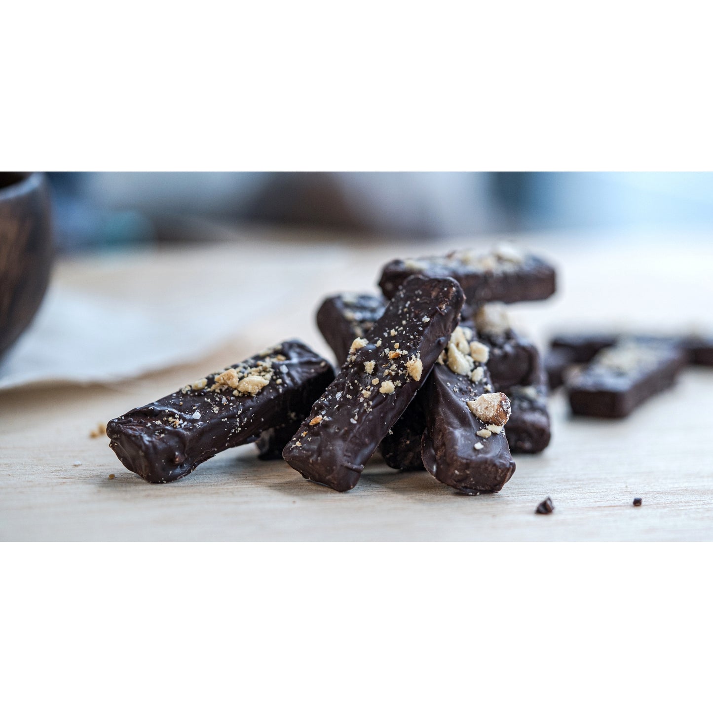 salted peanut vegan chocolate sticks