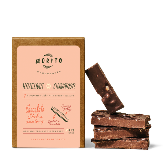 hazelnut cinnamon vegan chocolate sticks