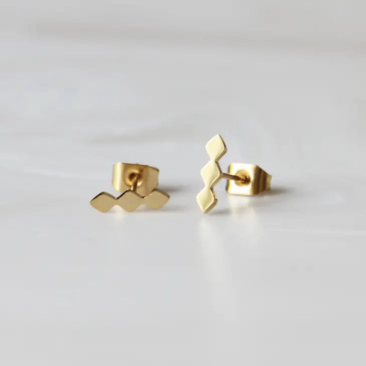 diamond trio stud earrings