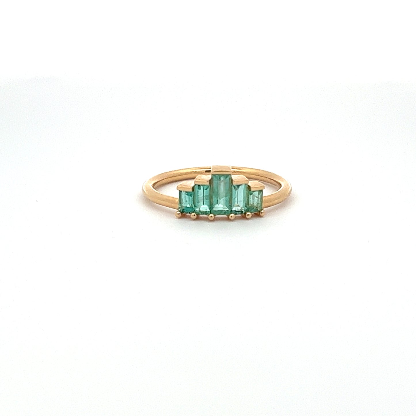 five baguette emerald ring - 0.55 carat