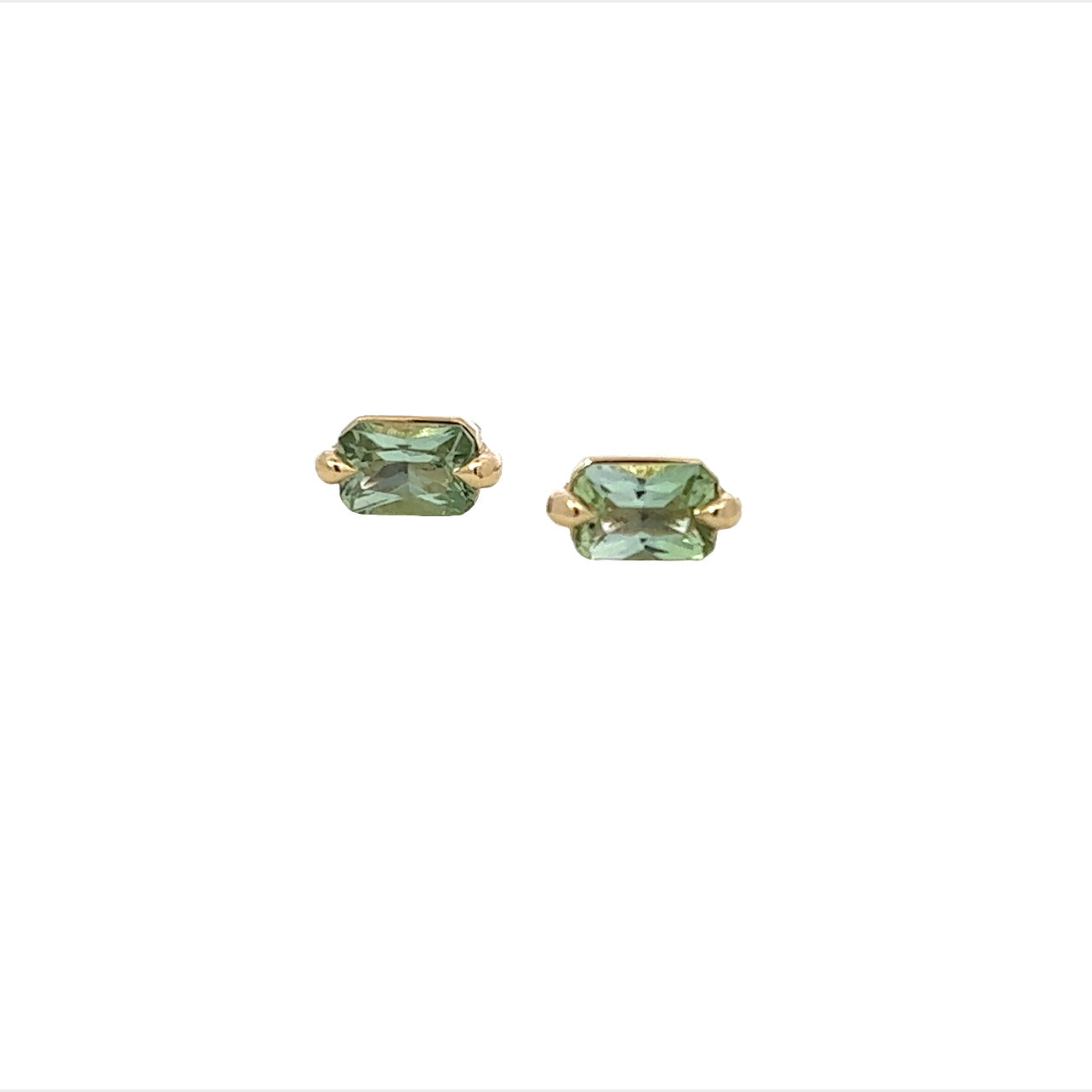 green tourmaline radiant cut stud earrings