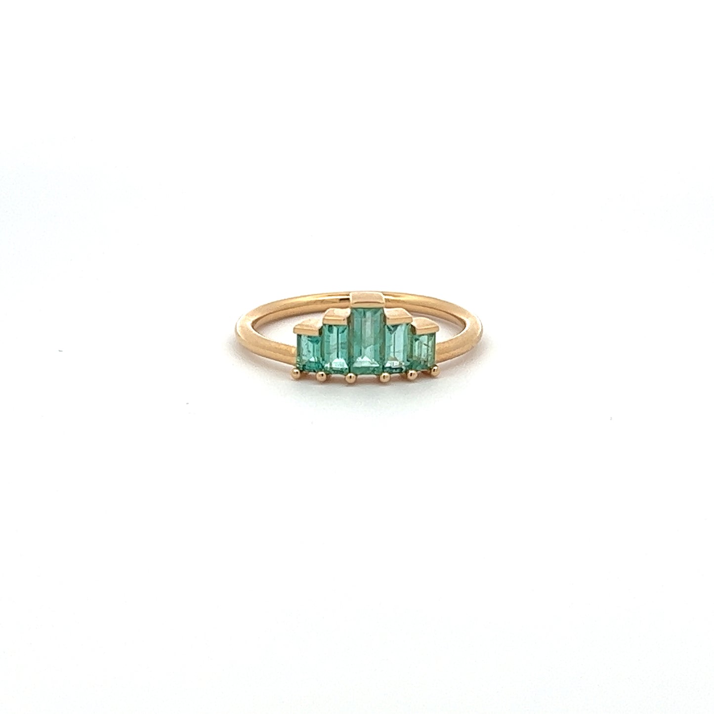 five baguette emerald ring - 0.55 carat