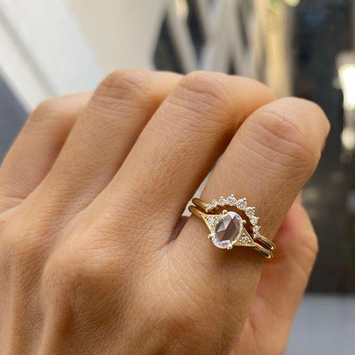 prong set arch band - natural diamond