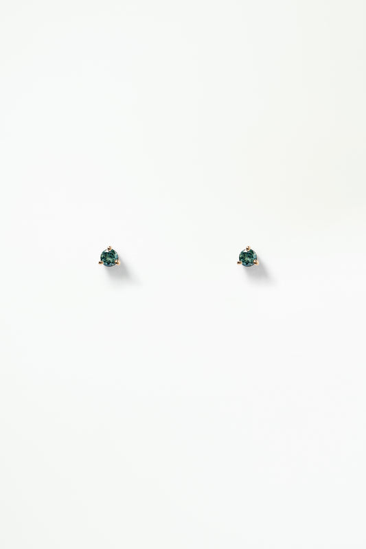 wwake / medium round stud earrings - teal sapphire