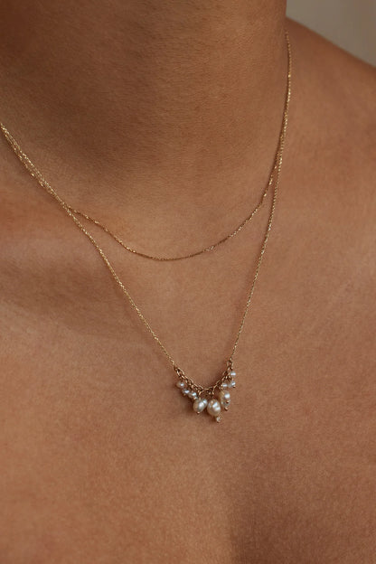 wwake / shadow necklace - diamond + pearl