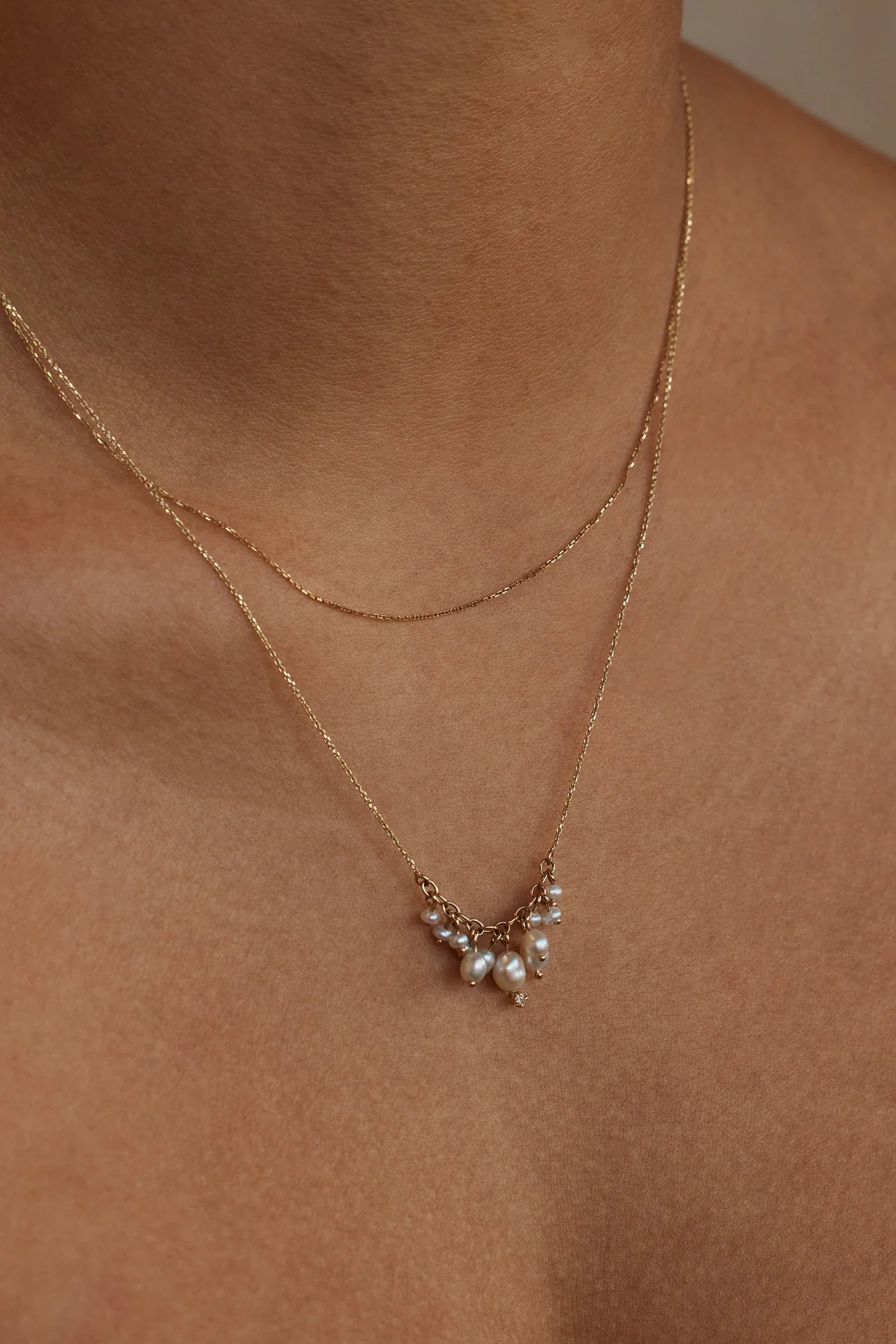 wwake / shadow necklace - diamond + pearl