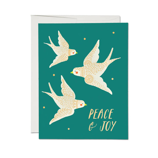 embellished doves holiday greeting card