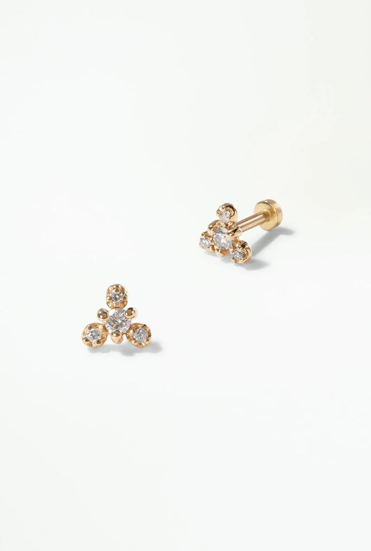wwake / diamond burst flat-back earring - single
