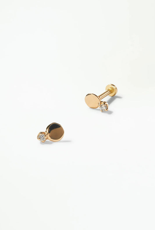 wwake / small disc flat-back earring - diamond - single