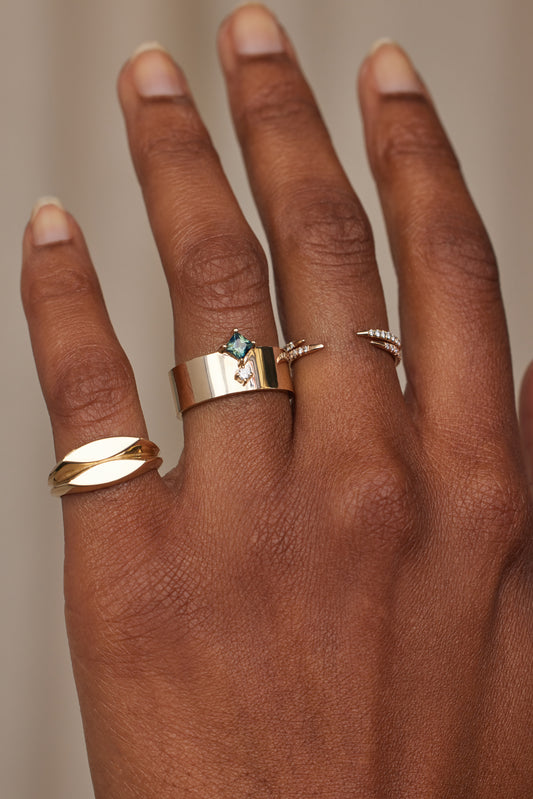 wwake / princess cut bricolage ring - sapphire + diamond