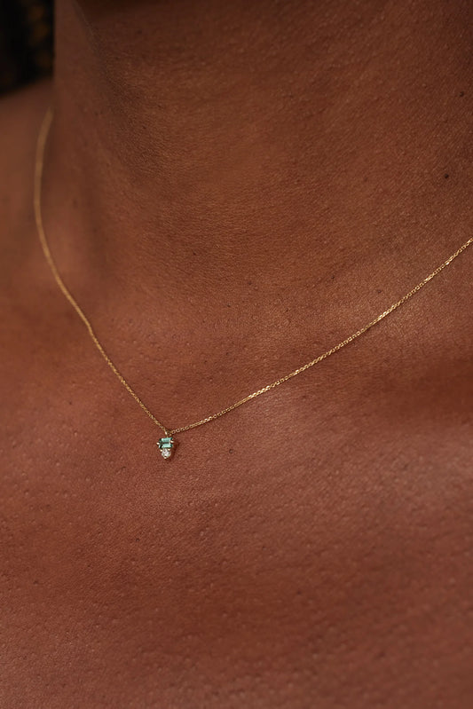 wwake / column necklace - diamond + tourmaline