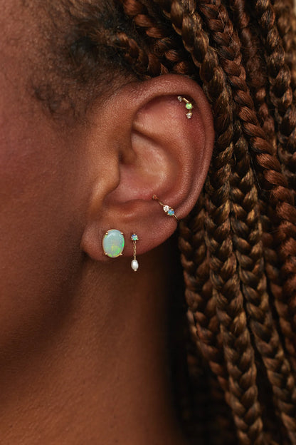 wwake / small shower earrings - opal + pearl