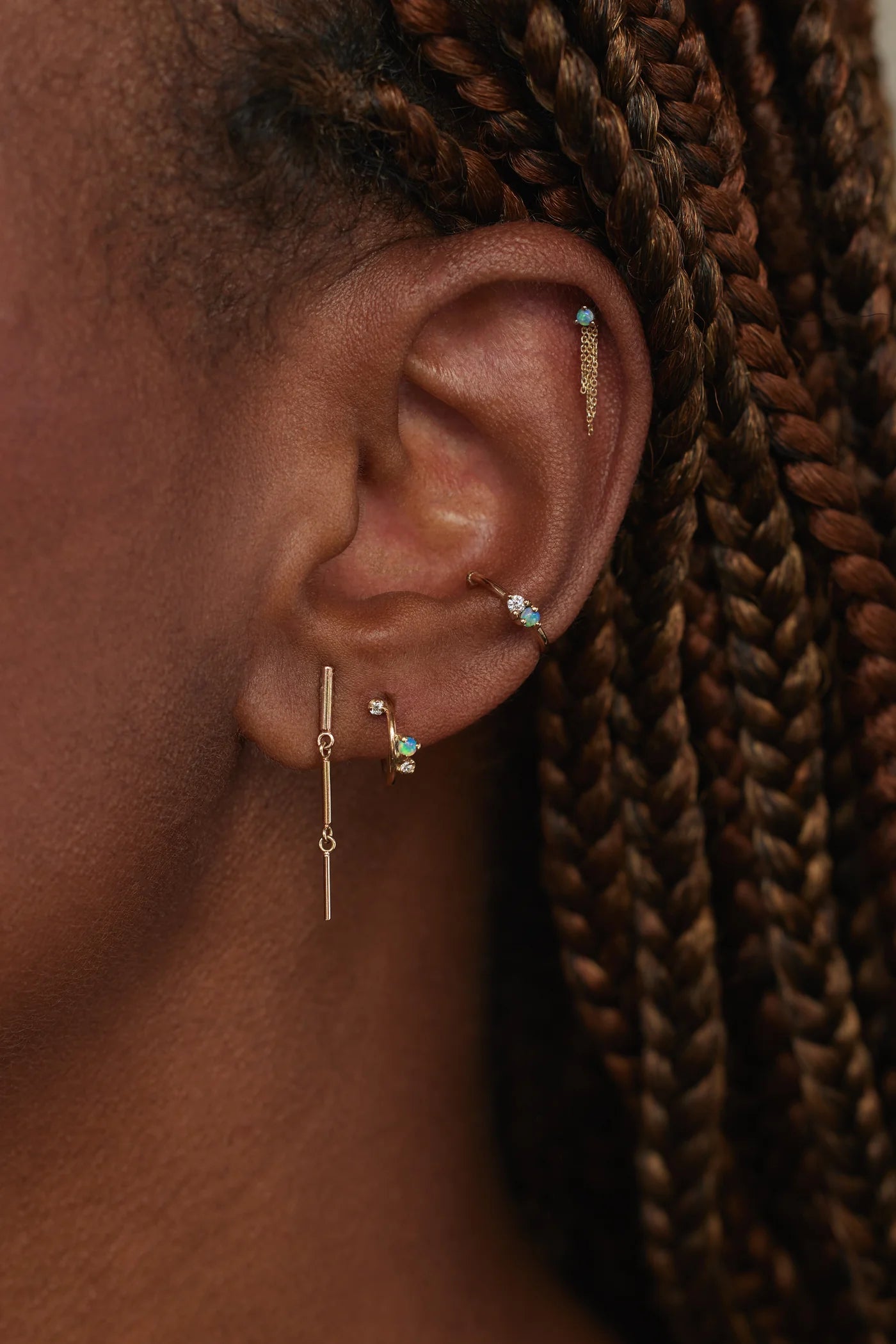 wwake / long bar link earrings