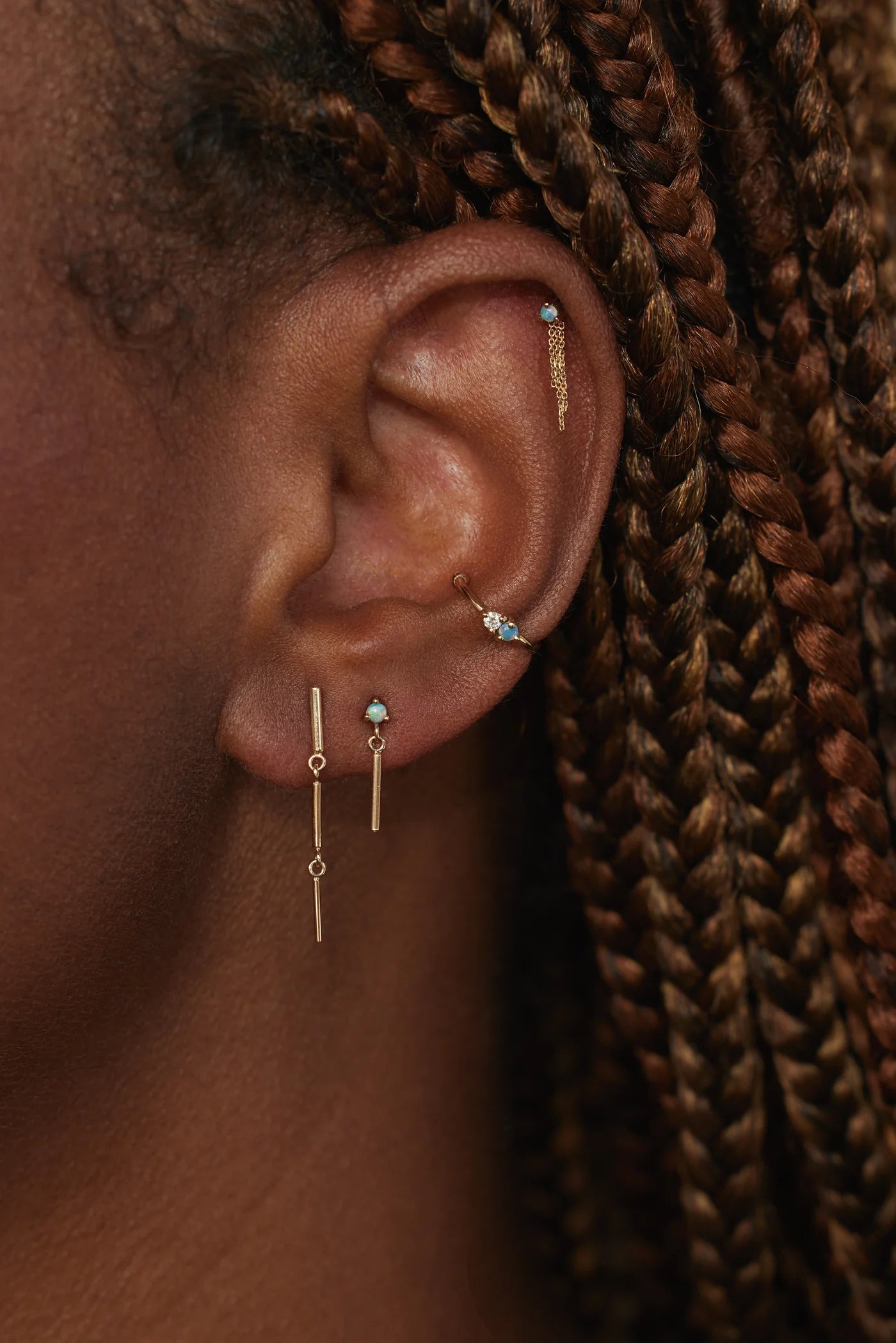 wwake / long bar link earrings