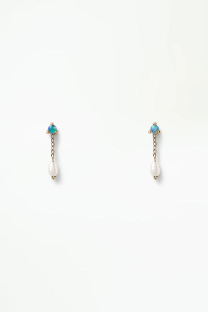 wwake / small shower earrings - opal + pearl